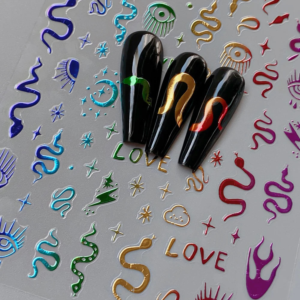 12 قطعة ثلاثية الأبعاد الليزر الذهب فريش لهب نمط ملصقات الأظافر الحب القلب مسمار الفن ملصقات DIY بها بنفسك النار لهب القلب خطوط مانيكير صائق #5