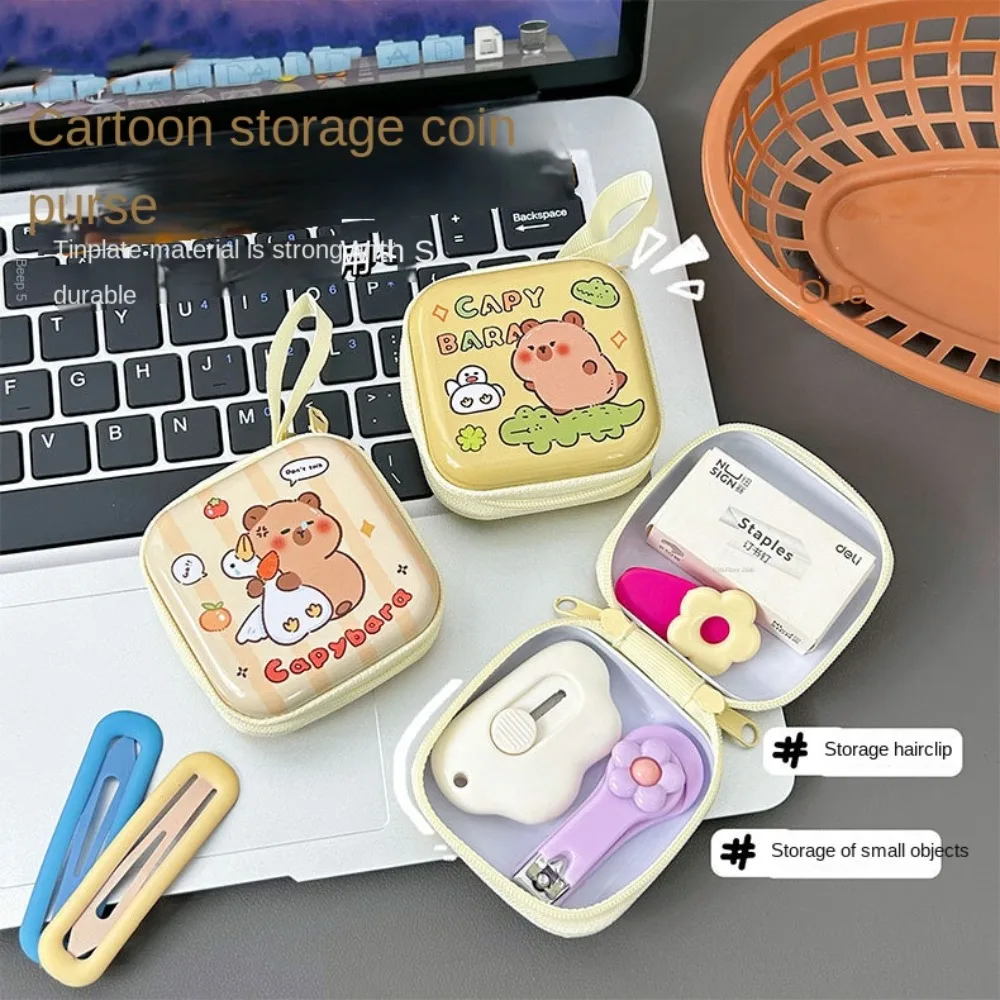 Waterproof Cute Capybara Pattern Zero Wallet Creative Portable Cartoon Zipper Mini Earphone Accessories Bag