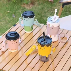 Cute Cat Design Water Mug Tumbler Holder Pouch Anti scalding Hand-held Handheld Cup Sleeve Outdoor Coffee Water Bottle