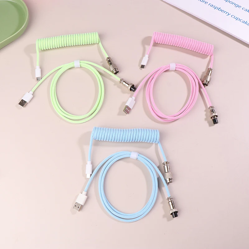 Type C Mechanical Keyboard Coiled Cable USB Mechanical Keyboard Spring Wire Desktop Computer Aviation Connector