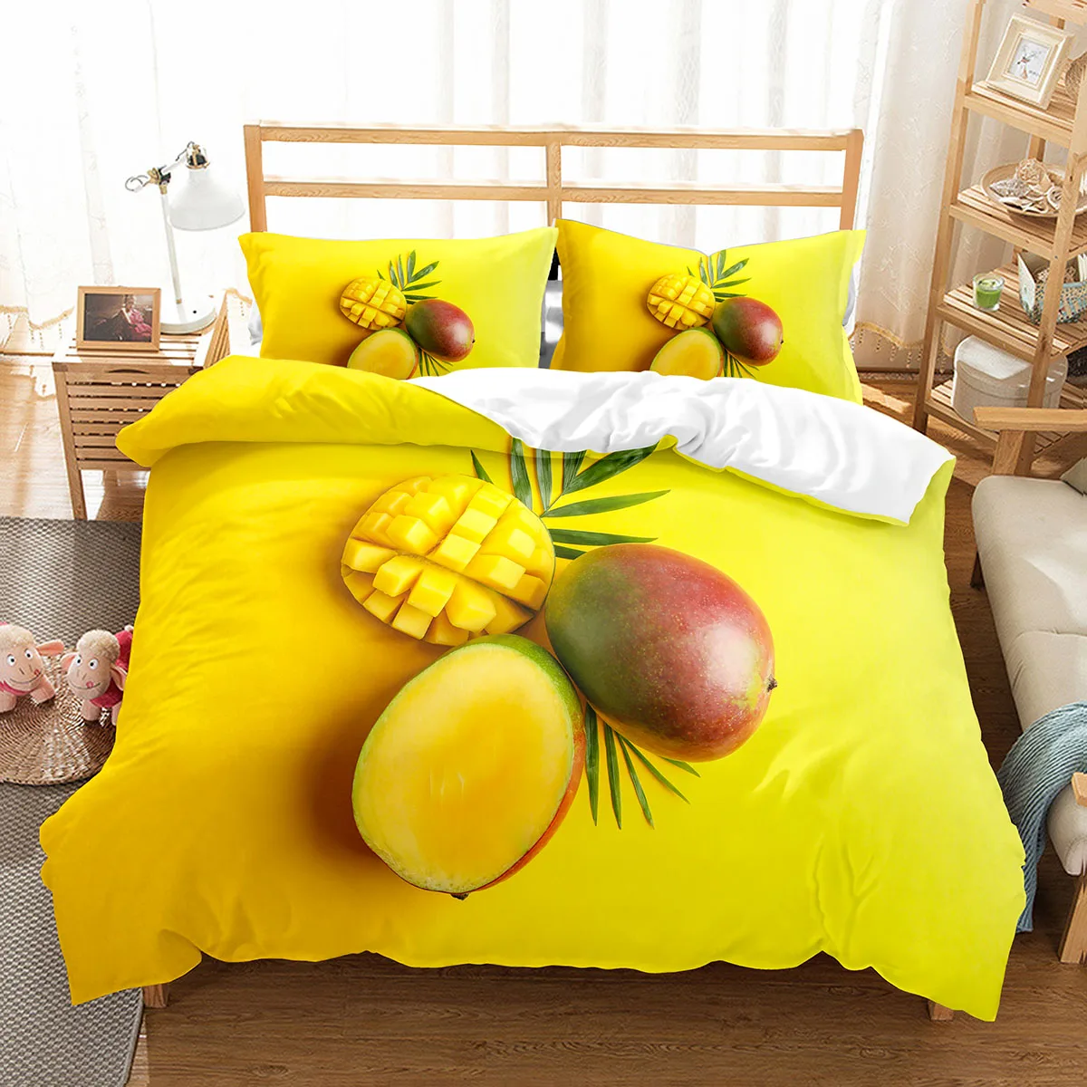 

Mango Duvet Cover Set Fresh Fruit Pattern Comforter Cover for Kids Teens Adults Bedding Set King Queen Twin Size with Pillowcase