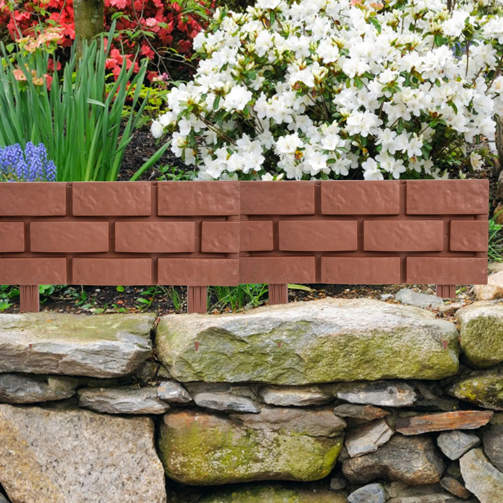 

4pcs Plastic Garden Fence Decorative Flowerbed Border Adjustable Moth-proof Anti-corrosion Fence Ornament for Garden Courtyard