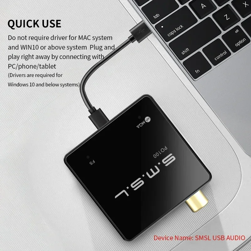 SMSL PO100 HiFi 2024 MQA Audio USB C DAC XMOS Digital Interface 44.1-192kHz DOP64 DSD Type-c To Optical Coaxial Decoder Softdog