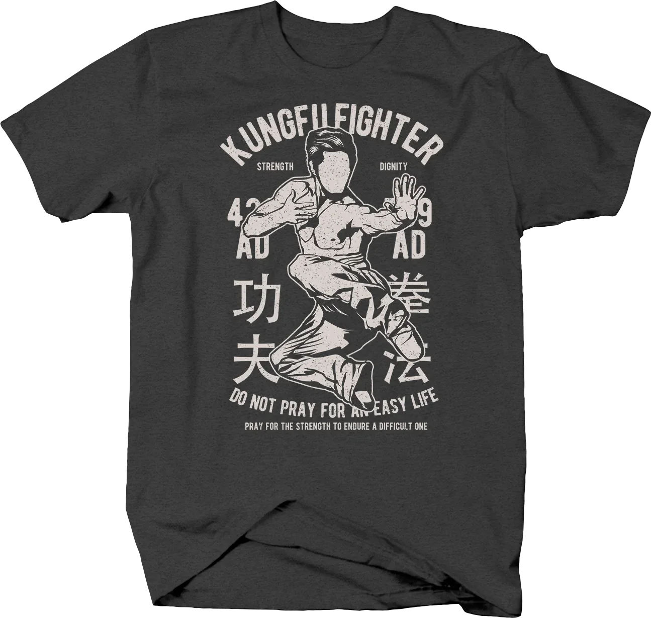 Kung Fu Fighter Strength and Dignity Men T-Shirt Short Sleeve Casual 100% Cotton O-Neck Summer Shirts