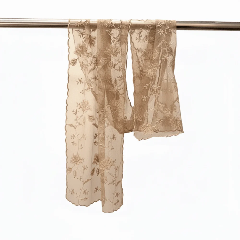 

Casual Retro Women's Lace Scarf Solid Color Korean Version Sunscreen Shawl Long Embroidered Flower Female Headscarf