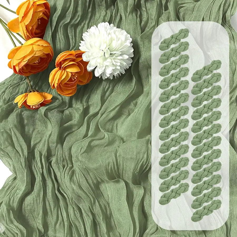 

Салфетка-дорожка из марлевой ткани цвета шалфейно-зеленый, 17 x 108 дюймов, полупрозрачная, оптом для R