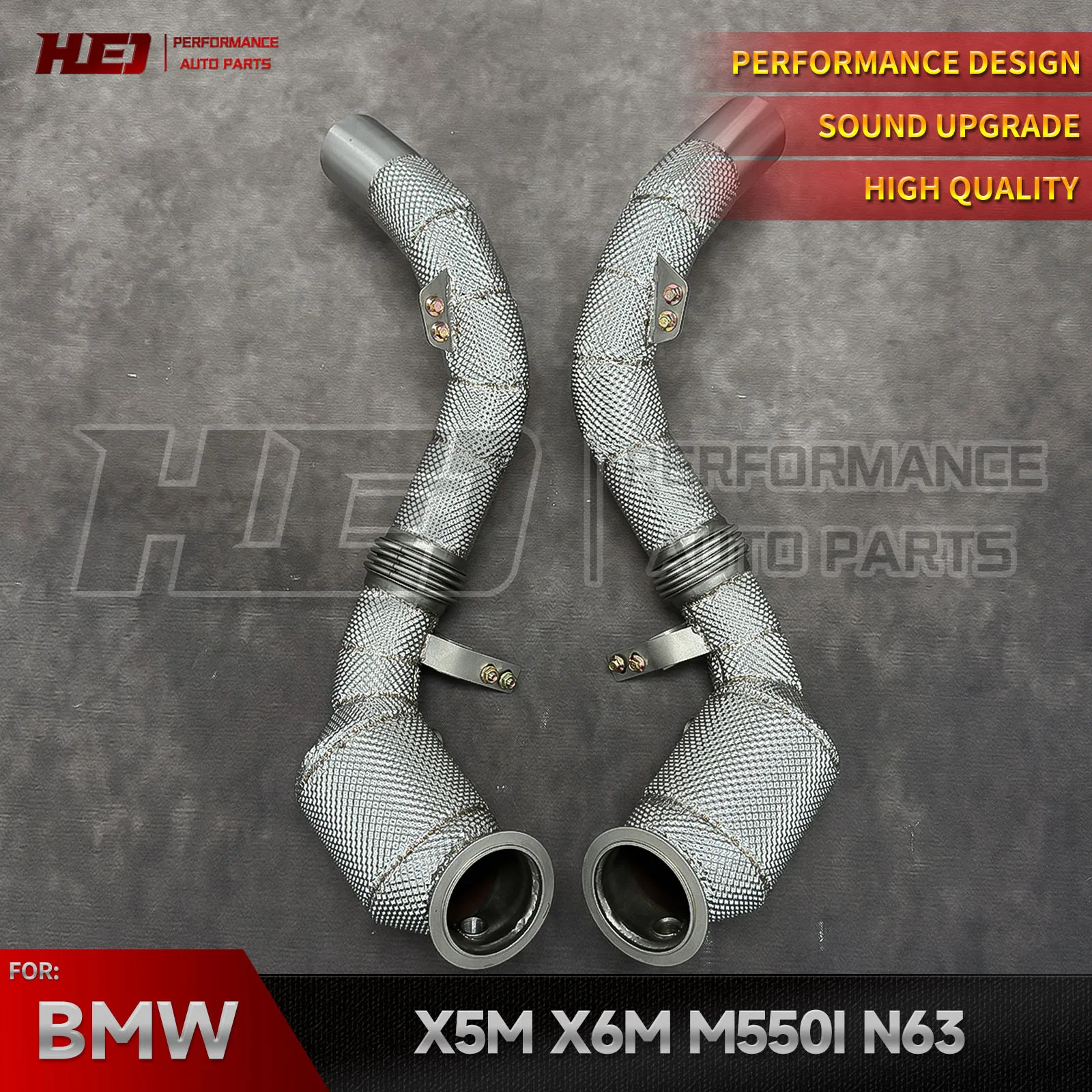Performance Upgrade Downpipe Exhaust Pipes with Heat Shield for BMW M550 M550i G30 N63 4.4T 2017-2020 X5M X6M F85 F86 4.4T