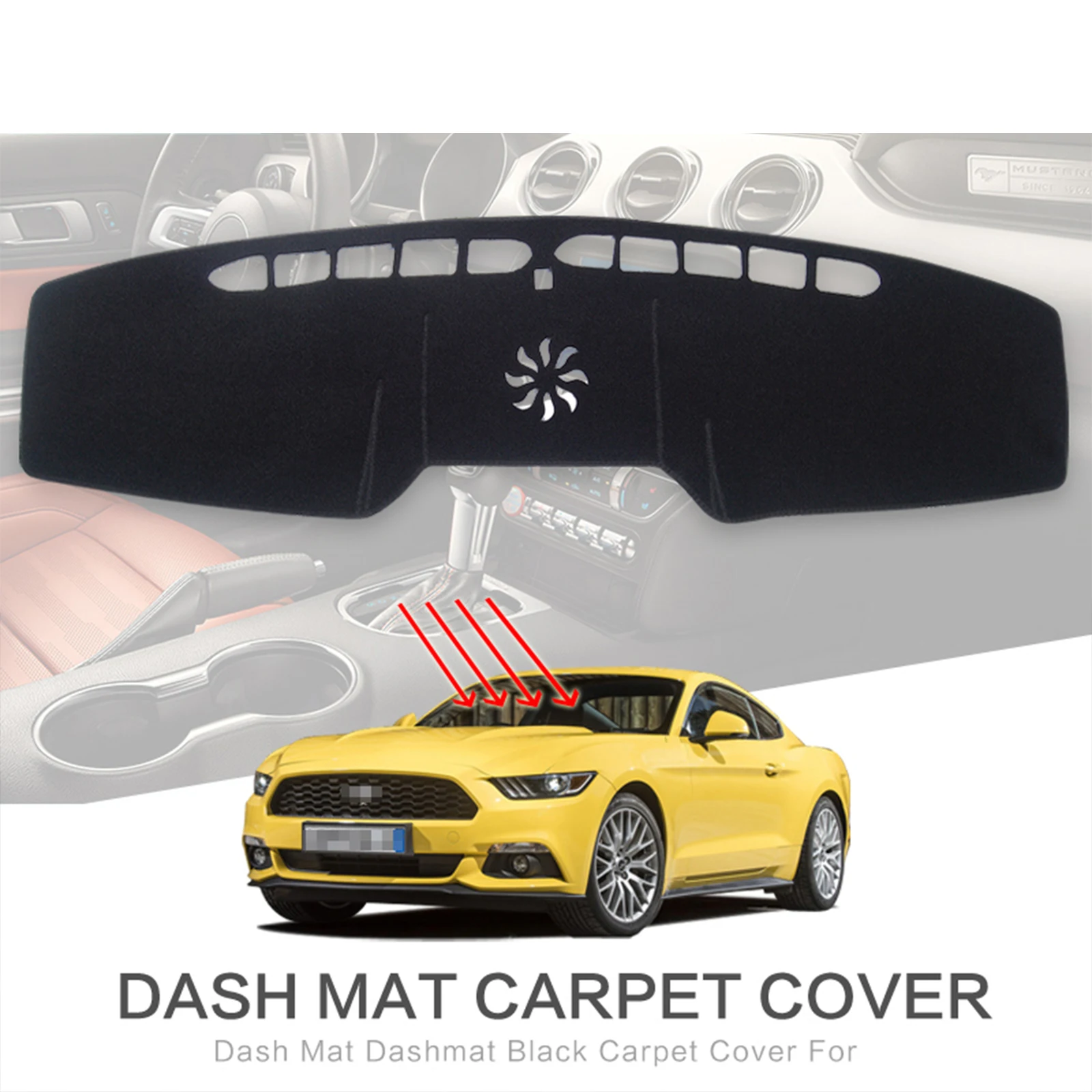 for Ford Mustang 2015 2016 2017 2018 2019 2020 2021 2022 Car Dashboard Mat Sunshade Protective Carpet Dash Mat Dashmat