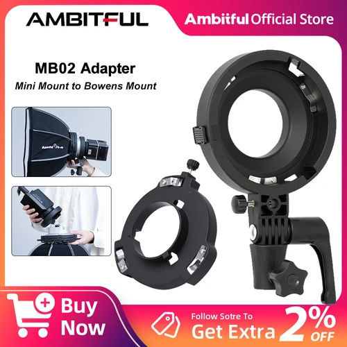 Ambitful Mini montaje a adaptador de montaje Bowens configuración rápida para YONGNUO YN150 IFOOTAGE NANLITE Forza Softbox MB01 MB02
