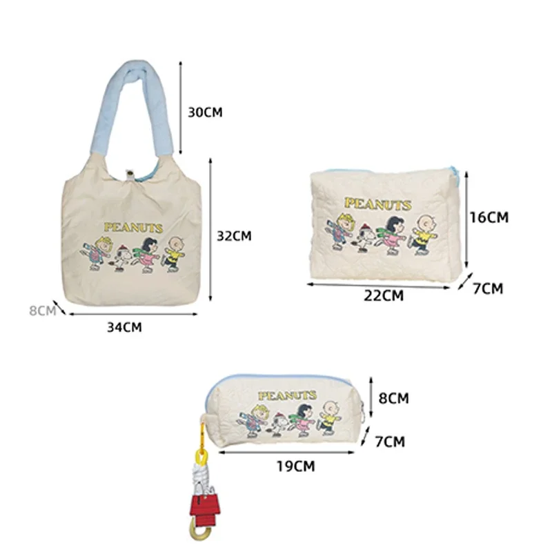 Snoopy Tote Bag Anime Women Shoulder Shopping Bag Large-capacity Handbags Cartoon Travel Portable Cosmetic Bag Girl Pencil Case