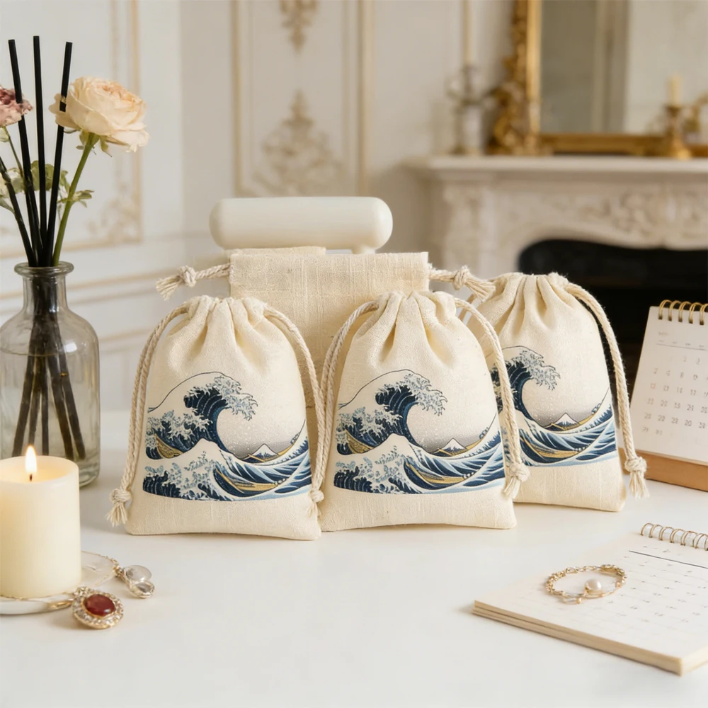 

100pcs New Custom 13x18cm Cotton Drawstring Jewelry Bag Canvas Muslin Gift Pouches Perfume Cosmetic Headset Phone Case Organizer