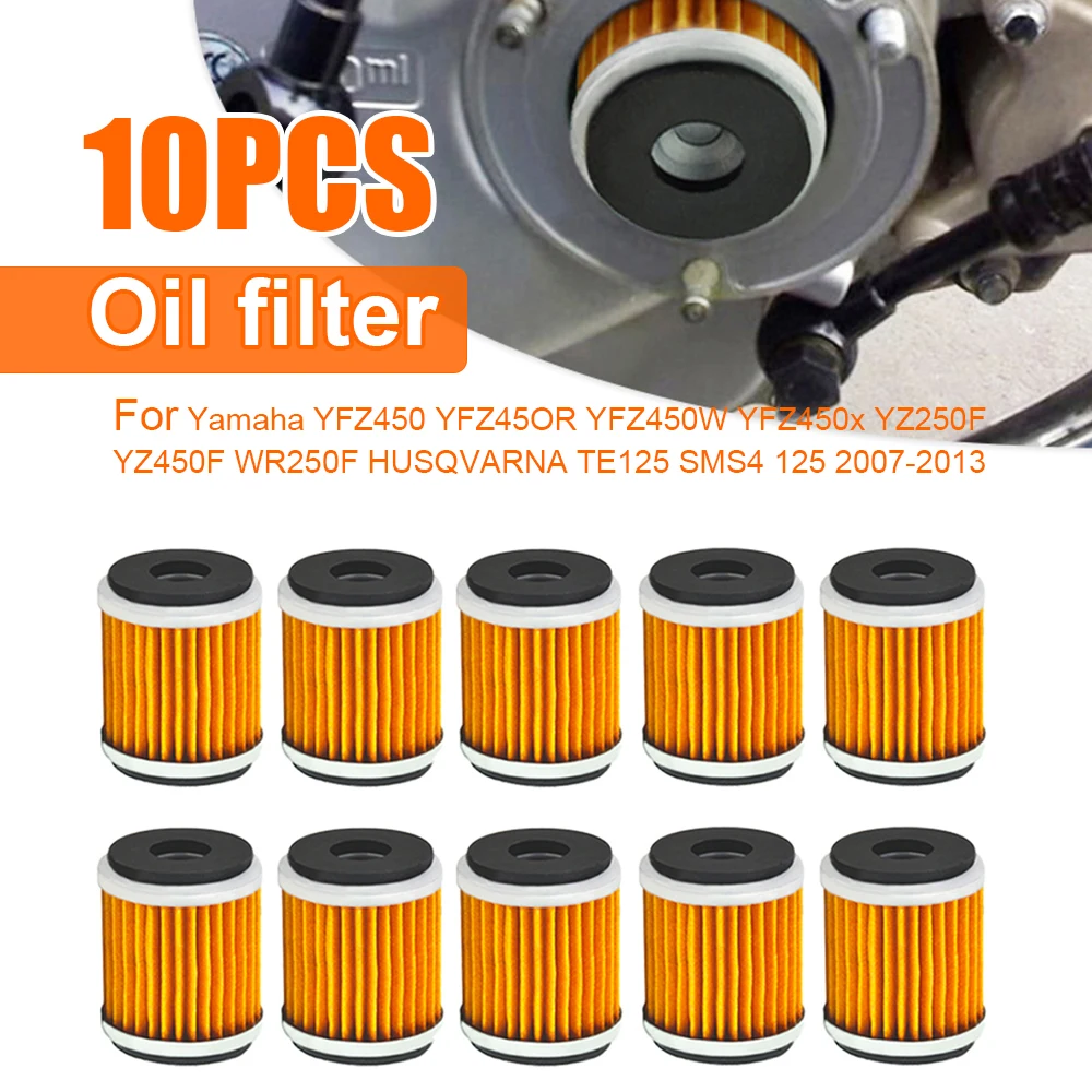 1/10PCS Motorcycle Oil Filter for Yamaha YZ450F YFZ450 YZ250F YFZ450R YFZ450W YFZ450X WR250F HUSQVARNA TE125 SMS4 125 2007-2013