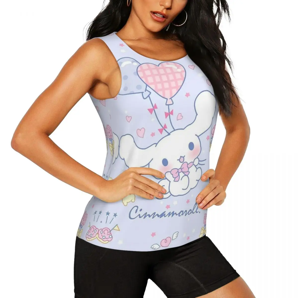 Custom Cinnamoroll New Anime Cartoon Yoga Shirt Women's Athletic Workout Running Tank Tops