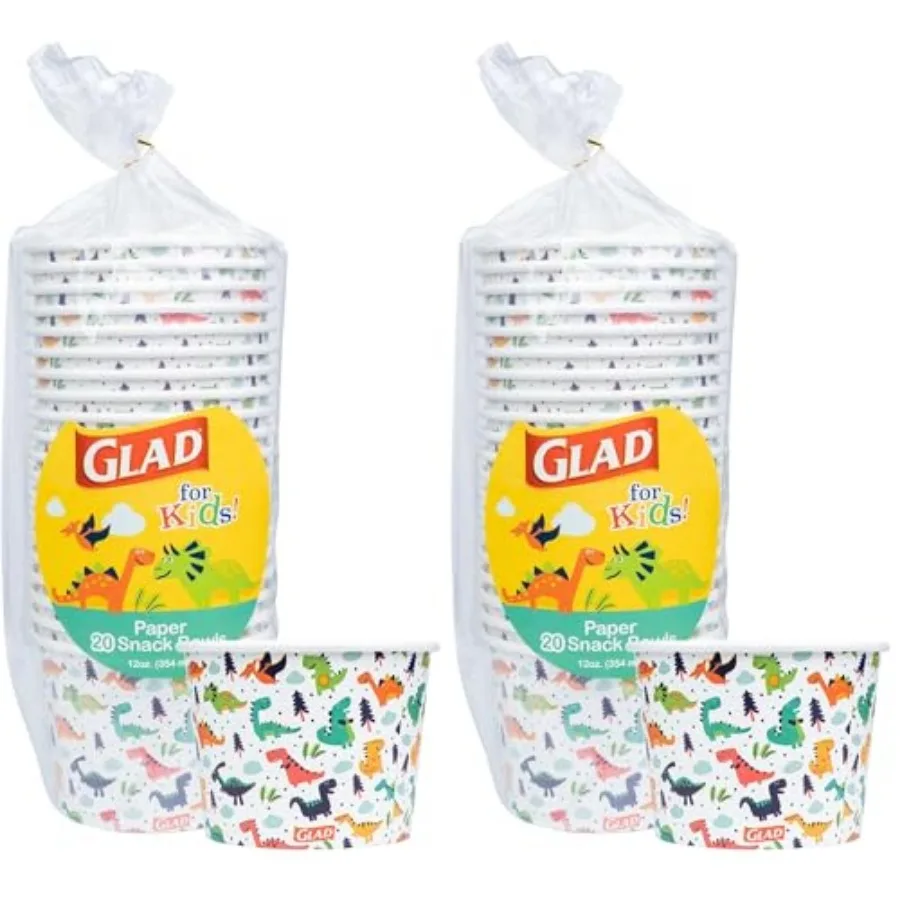 Paper Bowls,,Dinosaur Design Disposable For Pack of 2