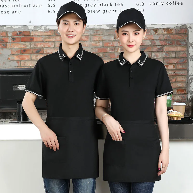 Hotel Waiter Workwear Short-Sleeved Summer Clothes Women's Catering Hot Pot Restaurant Coffee Western Restaurant T-shirt Custom