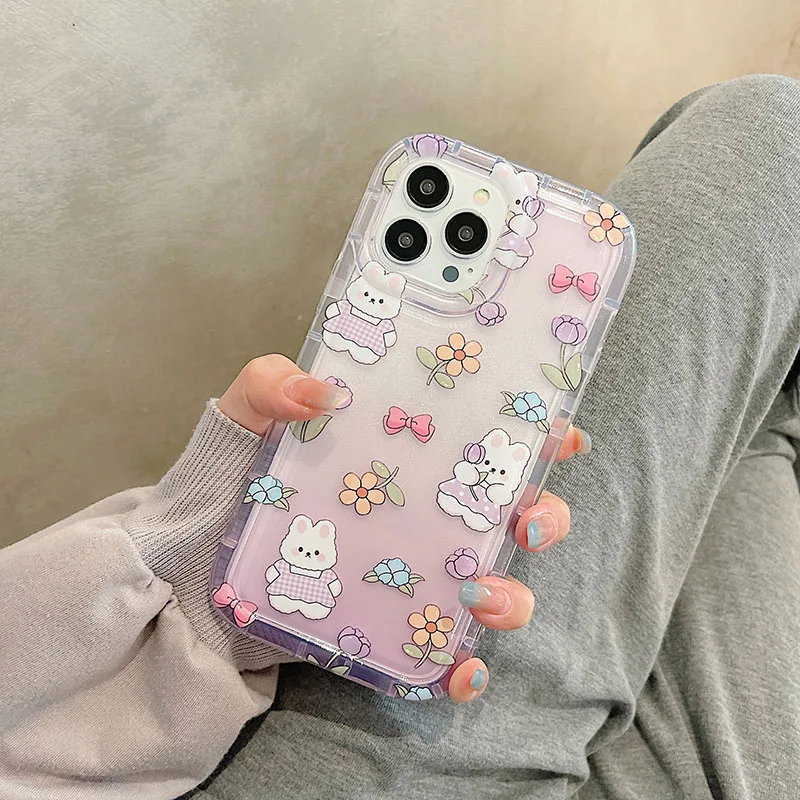 Flower Bunny Cute Bear Case For Xiaomi Redmi Note 12 Case Redmi 12C Note 10 Pro 11 9 8 10C Mi 11 Lite 5G NE Poco X3 NFC M5 Cover