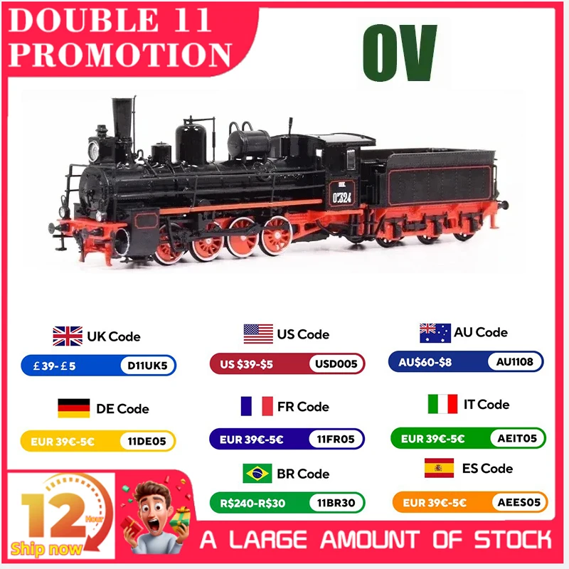 

1/87 Train Model JLKN004 Soviet Railway Shunting 0V Mainline Freight Steam Locomotive Simulation Train Model Toy Gift