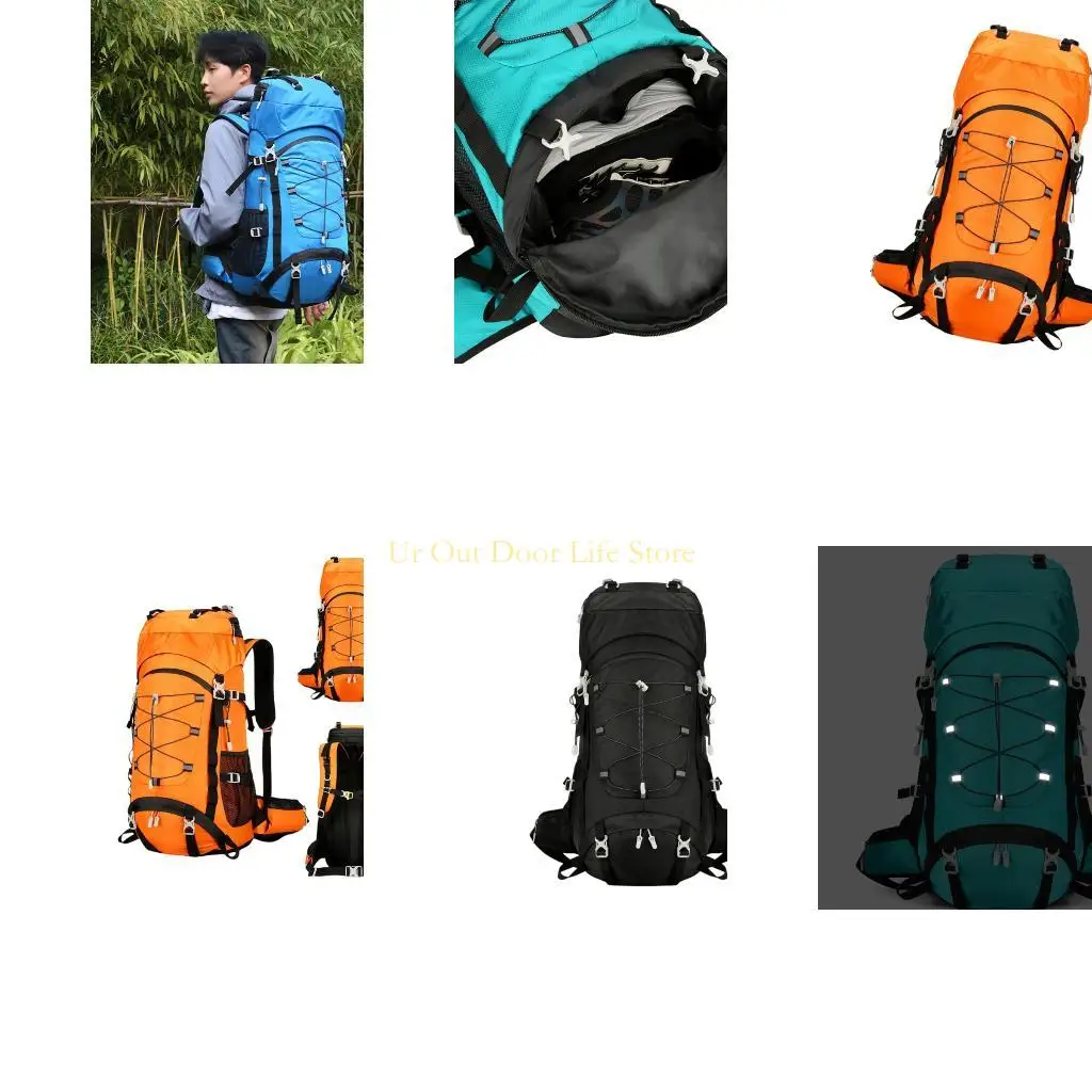 77UF 60L Large Capacity Mountaineering Backpack Waterproof Polyester Hiking Backpack