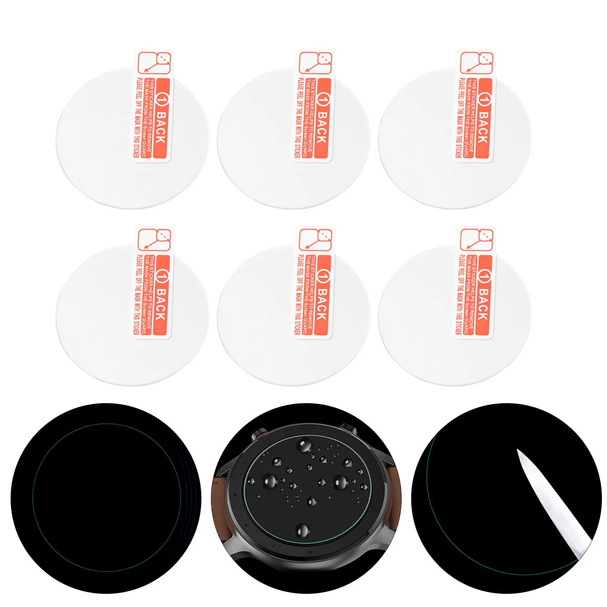 Watch Screen Protector 6 Pack Tempered Glass Scratch Resistant Clear Protective Film for 42mm Smartwatch