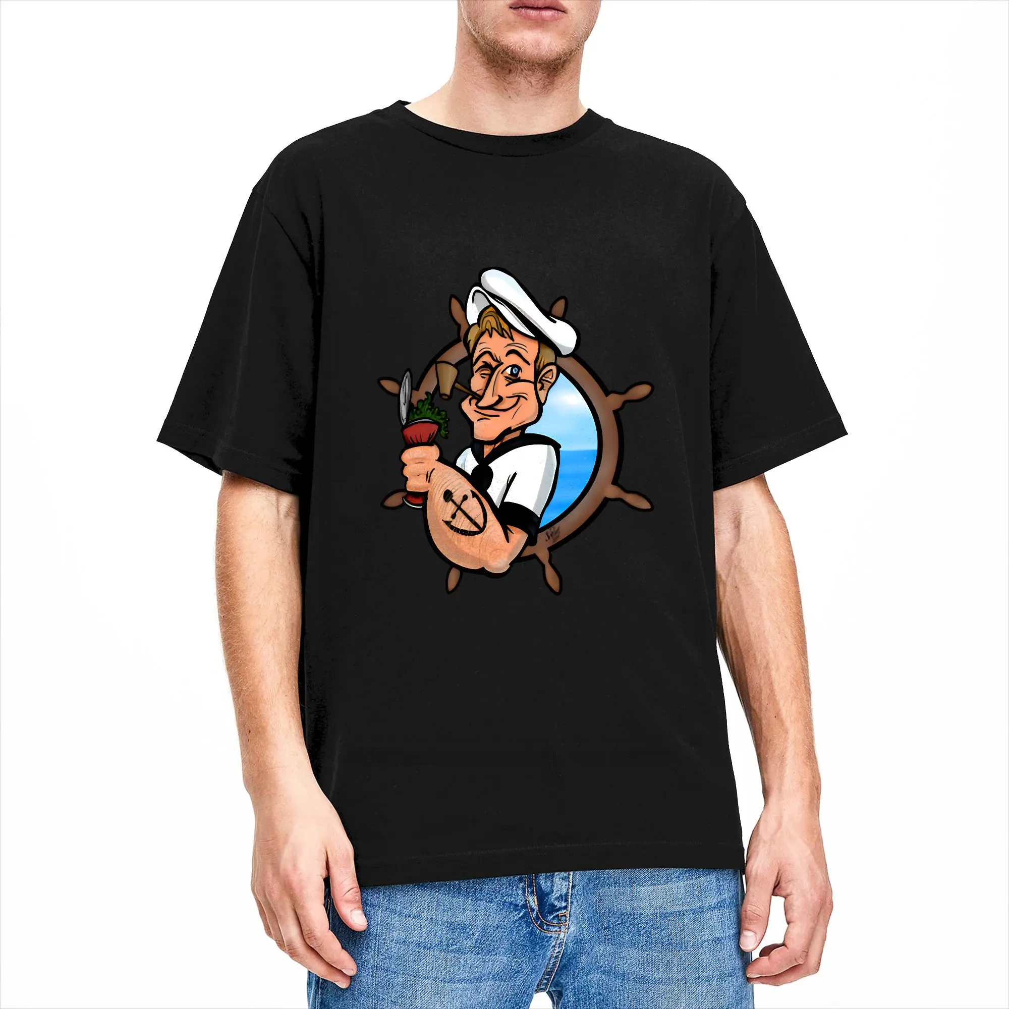 Harajuku T Shirt Summer Cartoon Bluto and Olive Oyl Character Trendy Cool T Shirts Cotton Tshirt for Men's Y2K Casual Plus Size