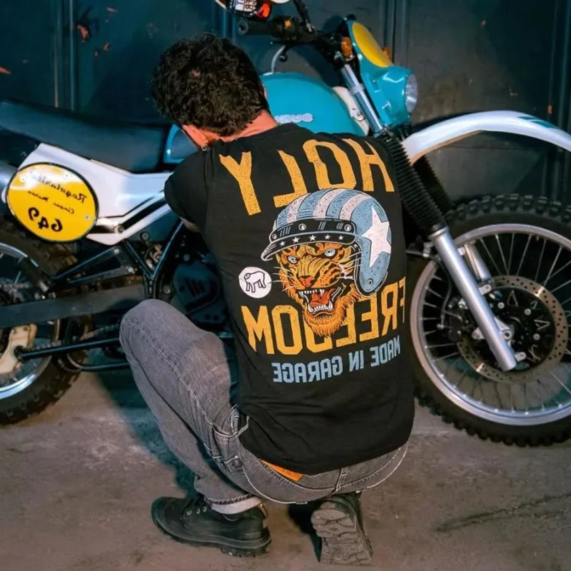 

Мужские и женские футболки с тигровым принтом, мотоциклетные короткие рукава, модный тренд