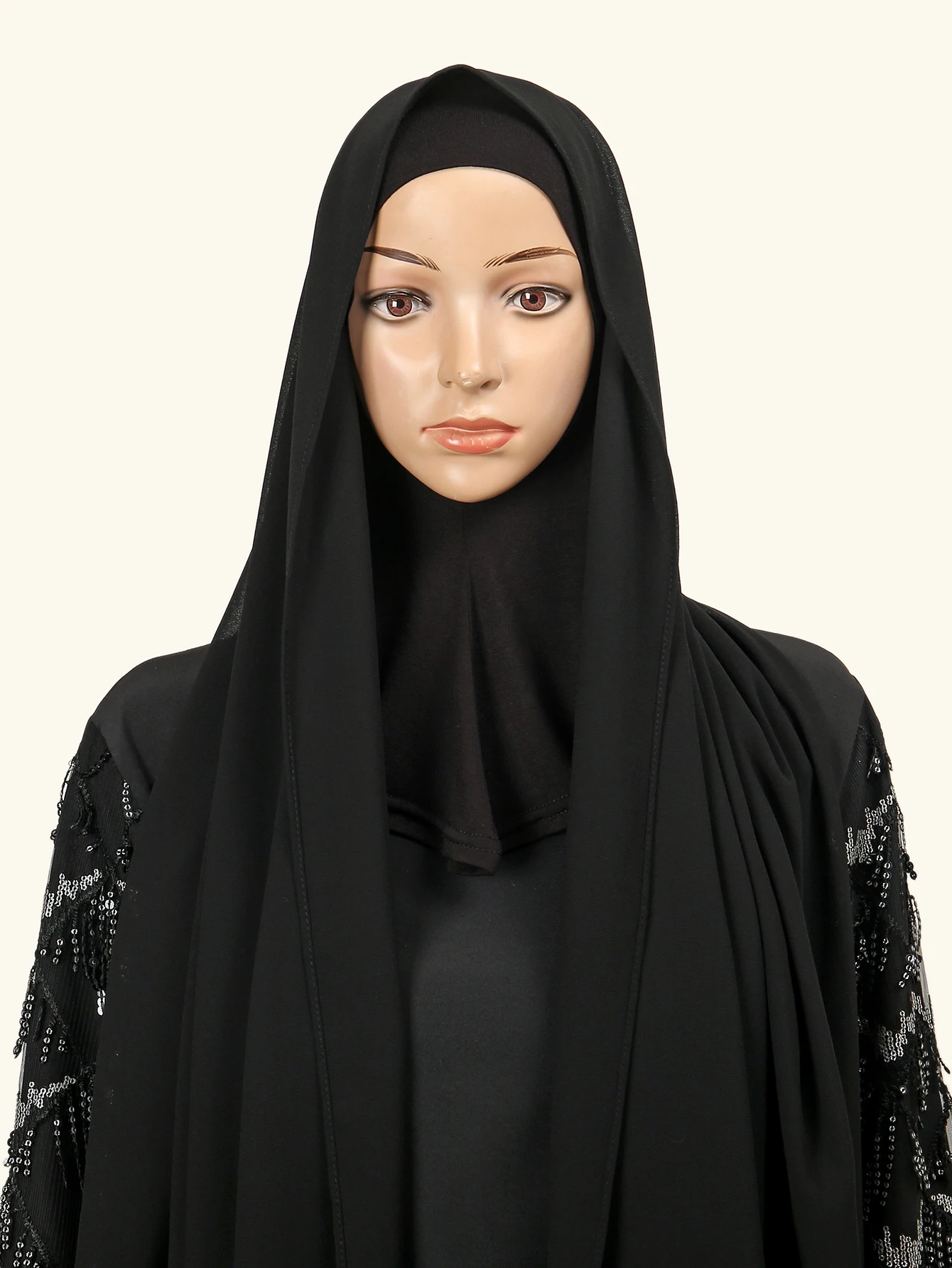 Hijab musulman en mousseline de soie avec sous-casquette assortie pour femme, écharpe sur le cou, châle, sous-écharpe, casquettes intérieures en jersey, un ensemble, nouveau, 2 pièces