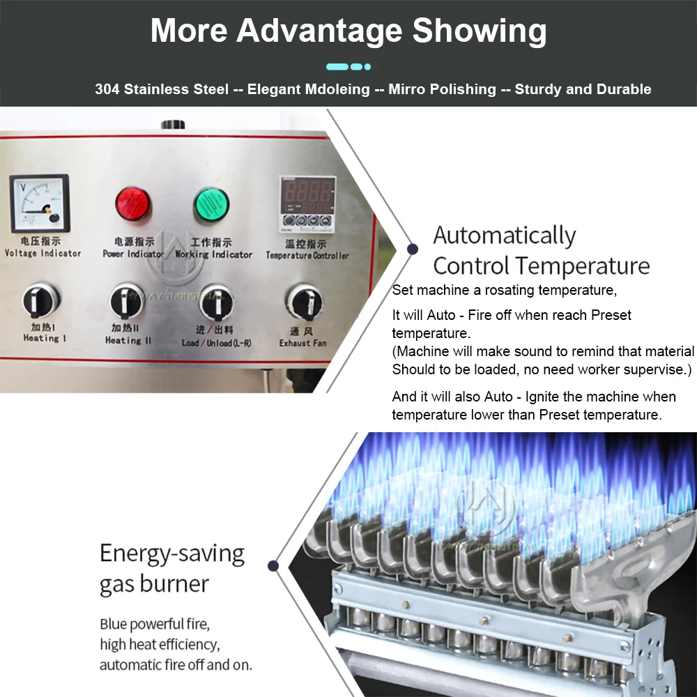 Torréfacteur d'arachide de style GPL de torréfacteur de noix de fève de cacao de 50 kg/h