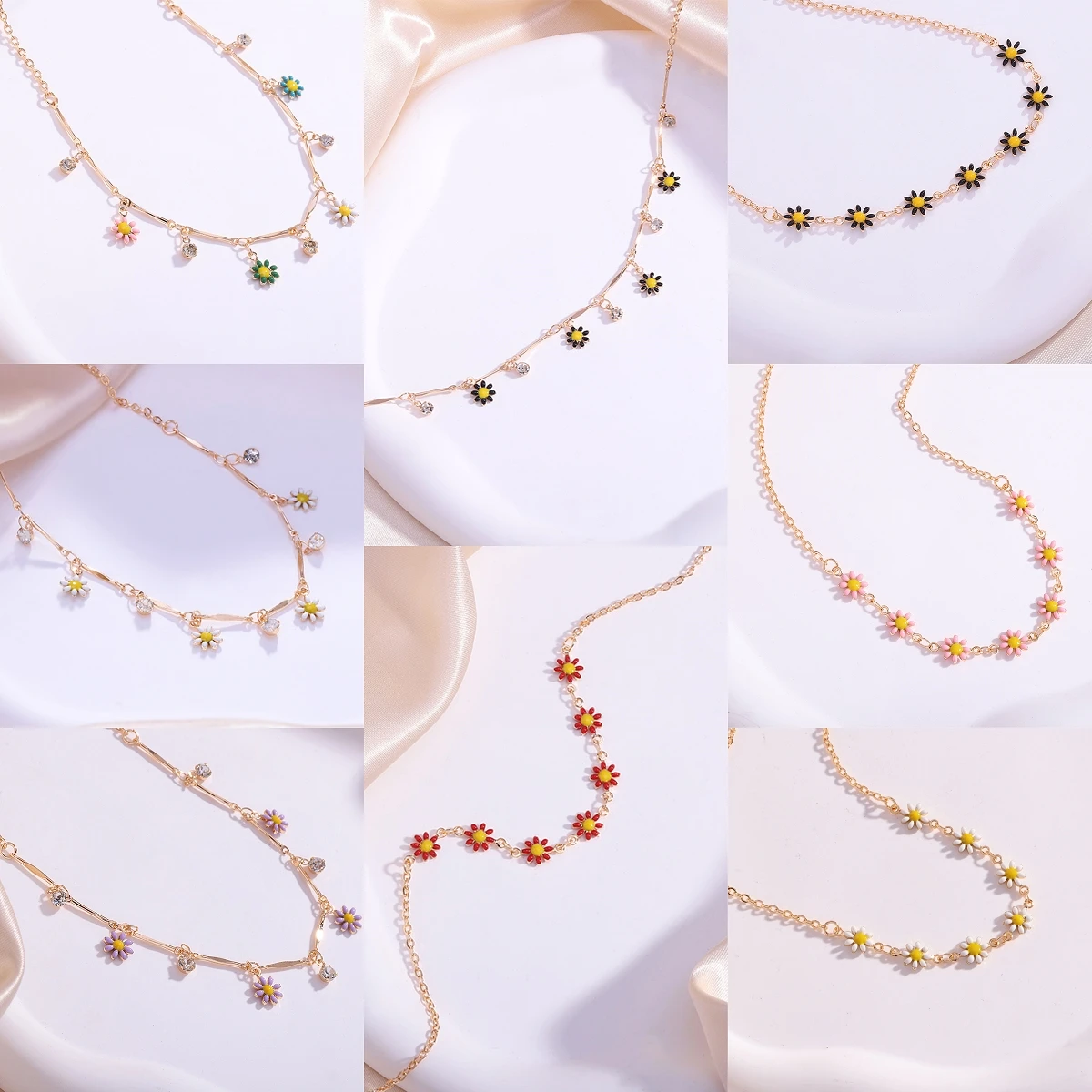 One Piece Fashion Delicate Colored Daisy Necklace For Women Jewelry Friends Jewelry Wholesale 2023