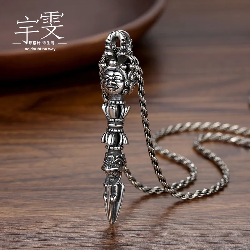 King Kong Purging Demon Slayer 925 Silver Pendant Thai Silver Necklace Personalized Retro Accessory Bodyguard Pendant