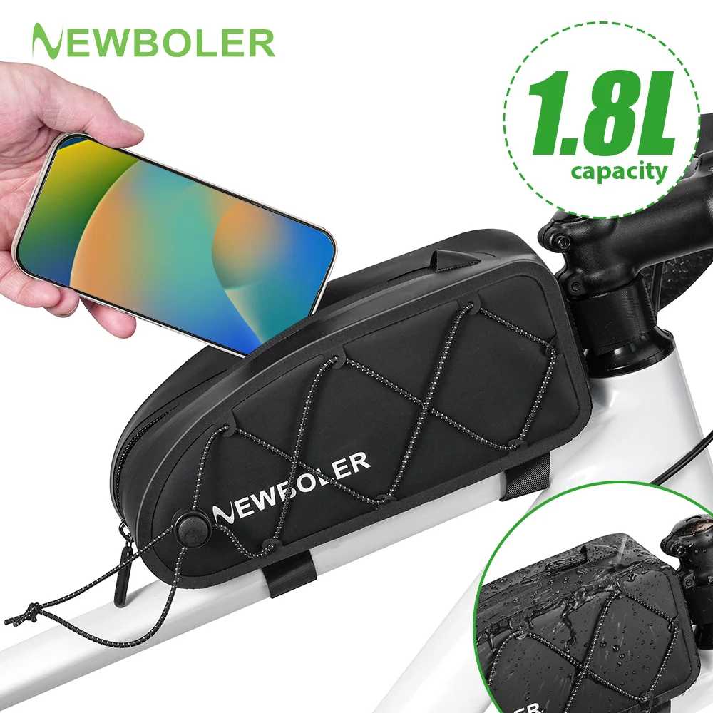 NEWBOLER Fahrradtasche Wasserdichte Reflektierende Vordere Oberrohr-Tasche Fahrradtasche mit Großer Kapazität MTB Rennrad Zubehör