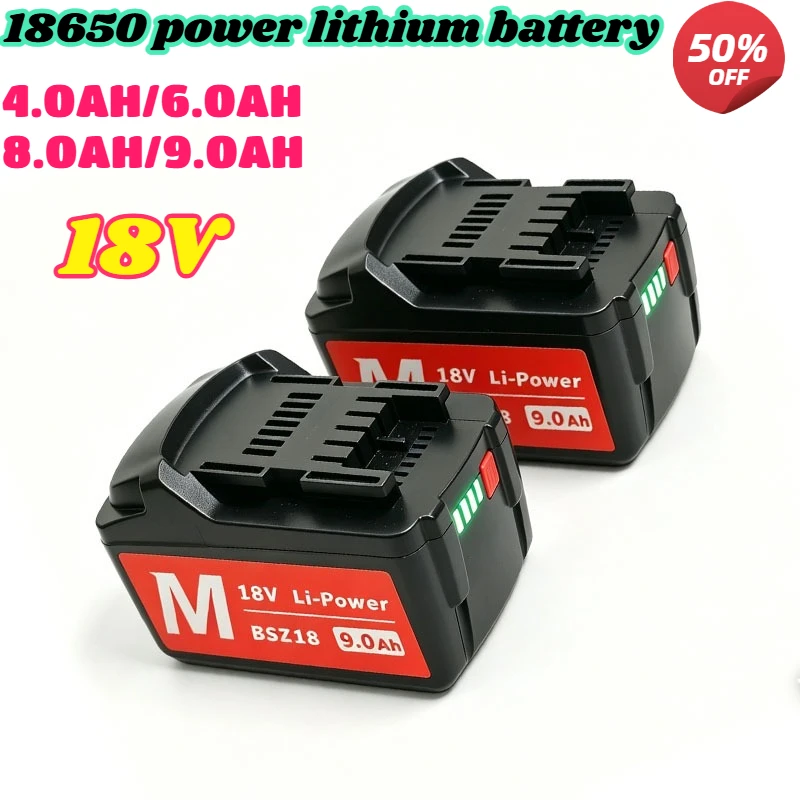 18V Suitable for Metabo BSZ18 4-9.0Ah Rechargeable Li-ion Cordless Power Tool Battery Compatible Tools Durable and Long-lasting