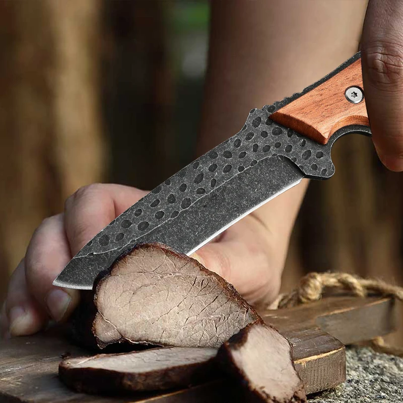 Utility Knife Stainless Steel Kitchen Knife Cleaver Meat Fish Fruit Steak Knife Wood Handle Boning Butcher Chef Cooking Knives