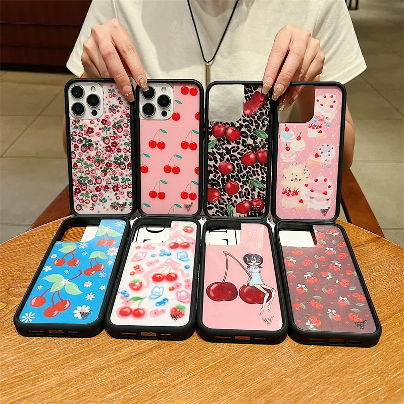 

Wildflower Cindy Kimberly Pink Cherries Phone Case For iPhone 17 16 15 14 13 12 Pro Max Berry World Sweet Cakes Ming Lee Cover