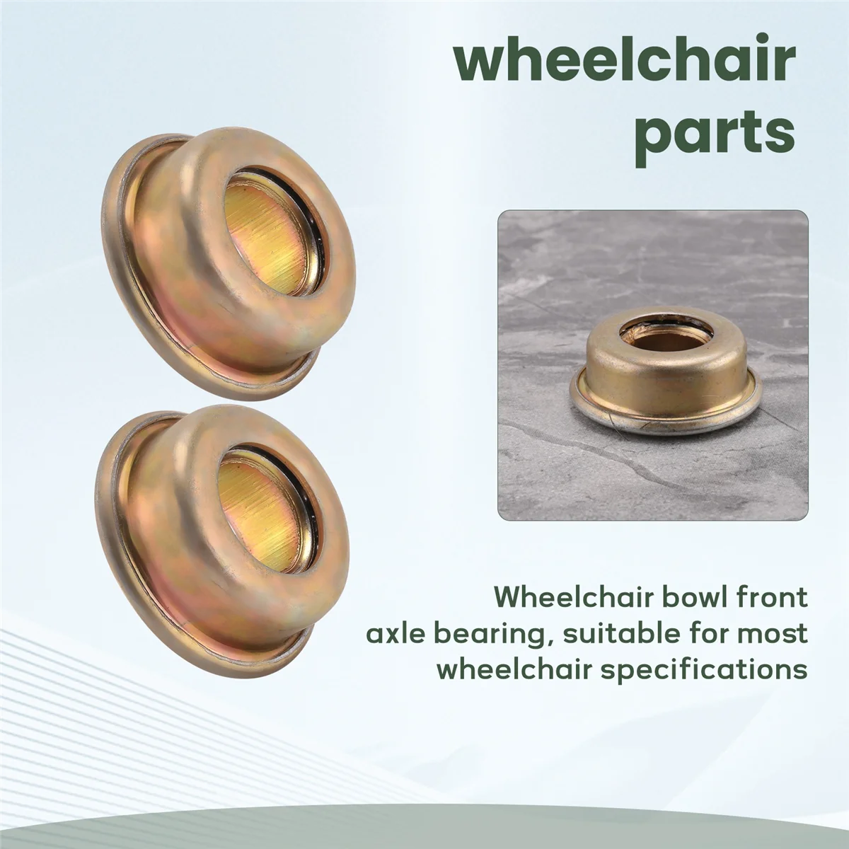 

Diving Fork Bearing Inner Diameter 1/2 Inch 12.7X27X30mm Wheelchair Accessories H009 / H005 Wheelchair Bowl Bearing Rich