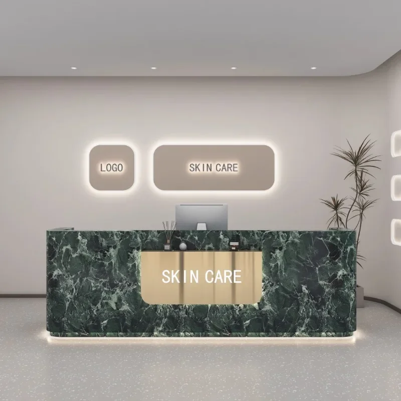 Logo Beauty Reception Desks Counter Aesthetics Office Computer Reception Desks Modern Design Empfangs Tresen Nordic Furniture