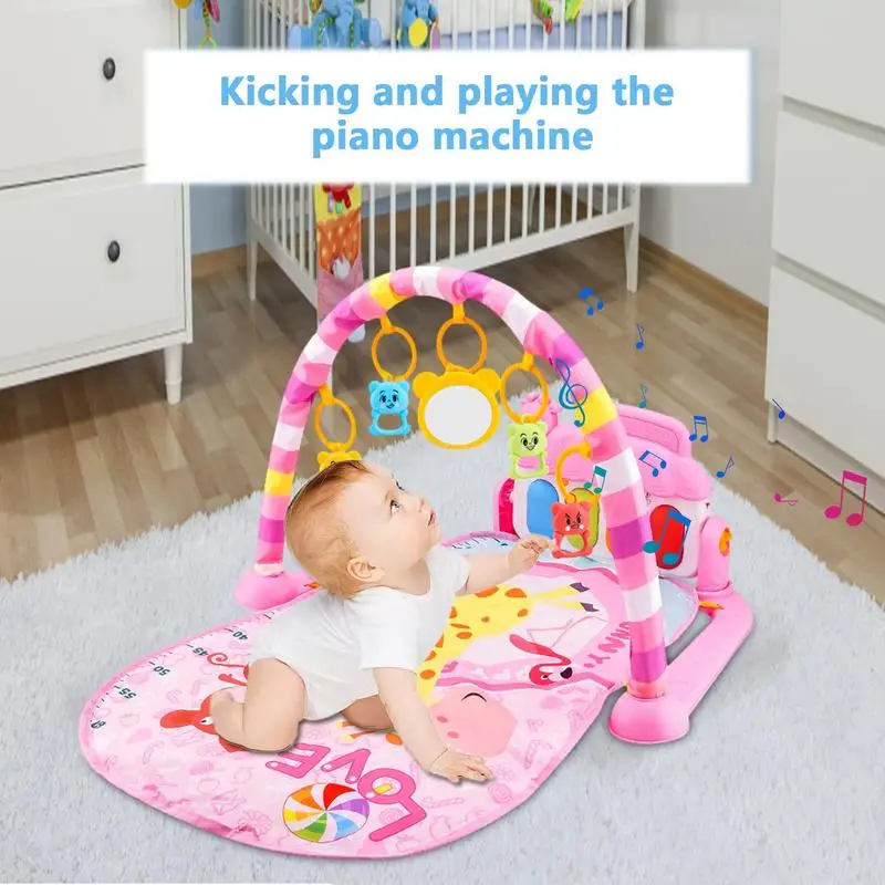 Baby Musical Play Mat Newborns Pedal Piano Play Cushion With Light Music Baby Fitness Frame Floor Mat For Toddler Piano Tummy