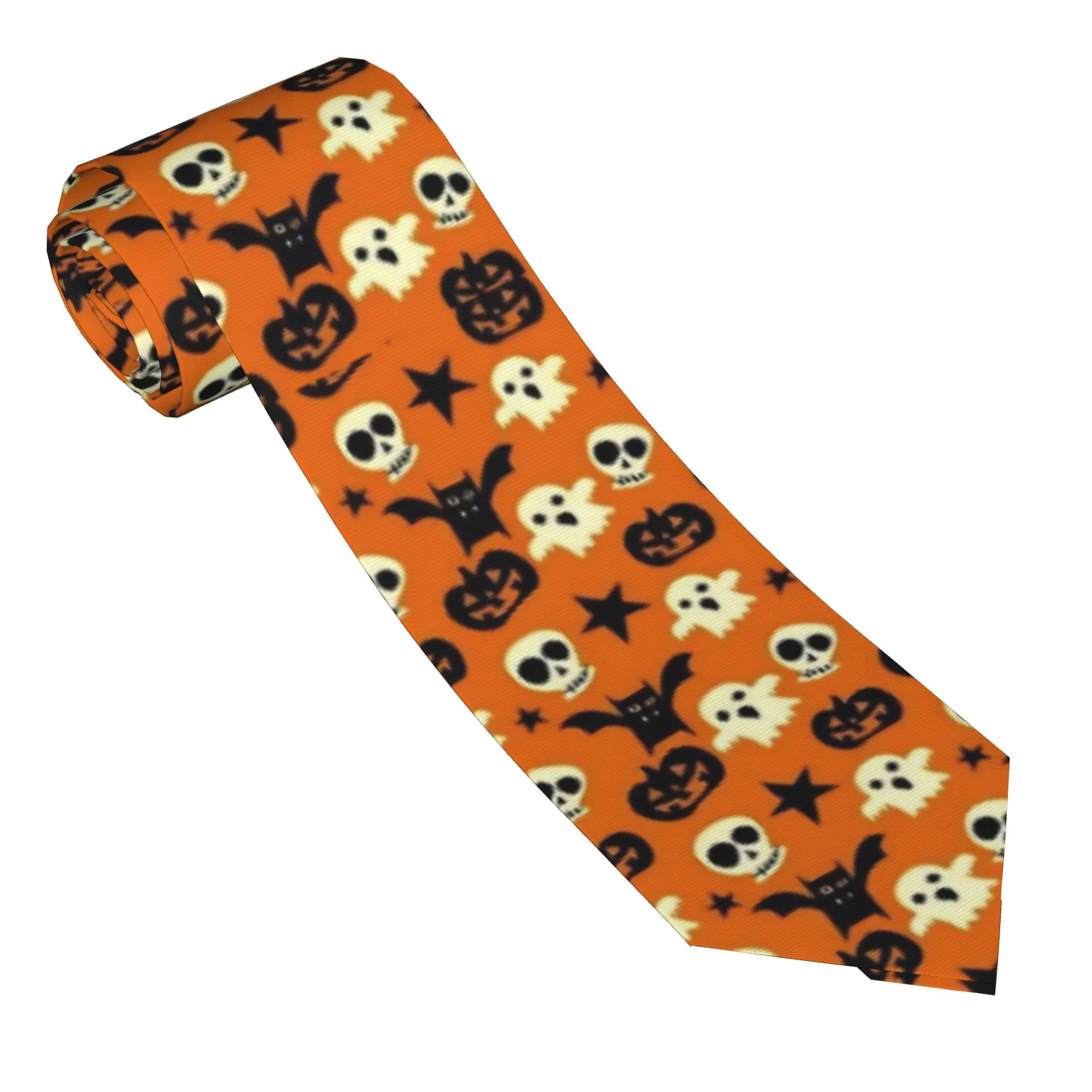 Halloween Spider Bat Pumpkin Unisex Neckties Skinny Polyester 8 cm Classic  Neck Tie for Men Accessories Cravat Wedding Office