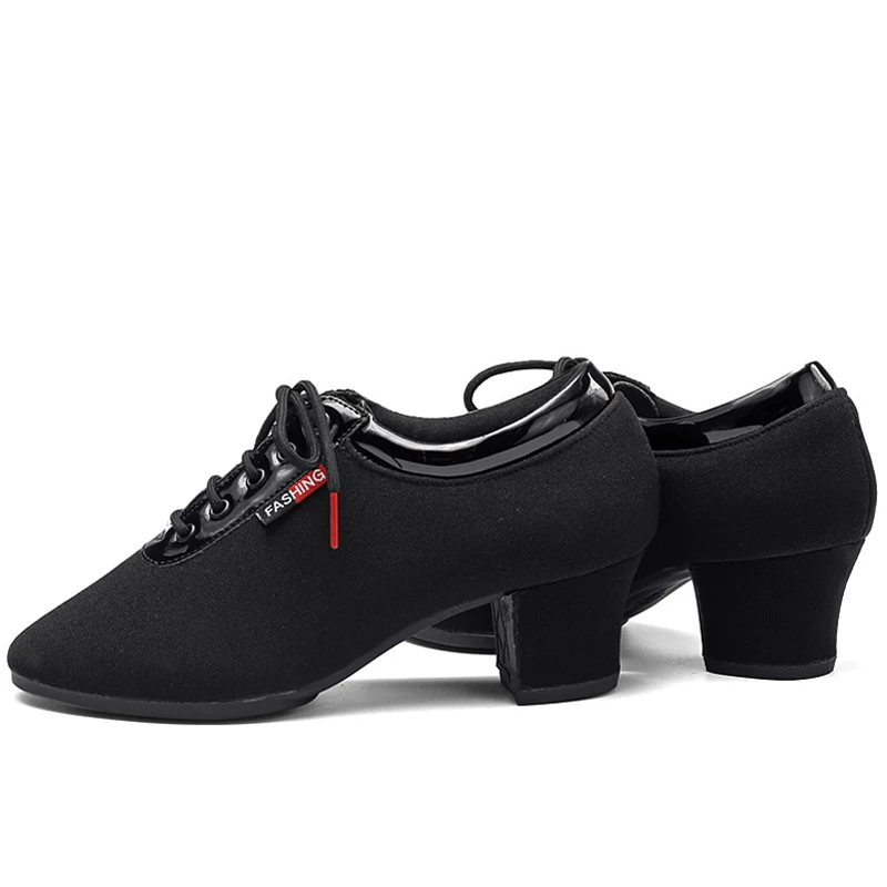 Ballroom Jazz Salsa Men Dancing Shoes Women Dance Shoes Latin Heels 5CM Practice Black/Red Casual Training Modern Dance Sneakers