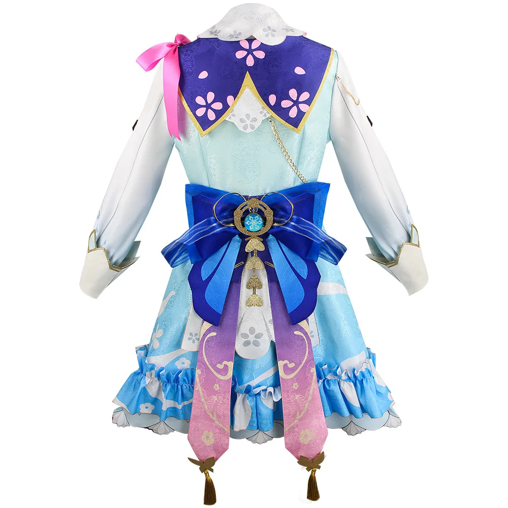 Gioco Genshin Impact Kamisato Ayaka Cosplay 19,5 Springbloom abito Lolita missivo Costume Cosplay parrucca Outfit vestito di Halloween