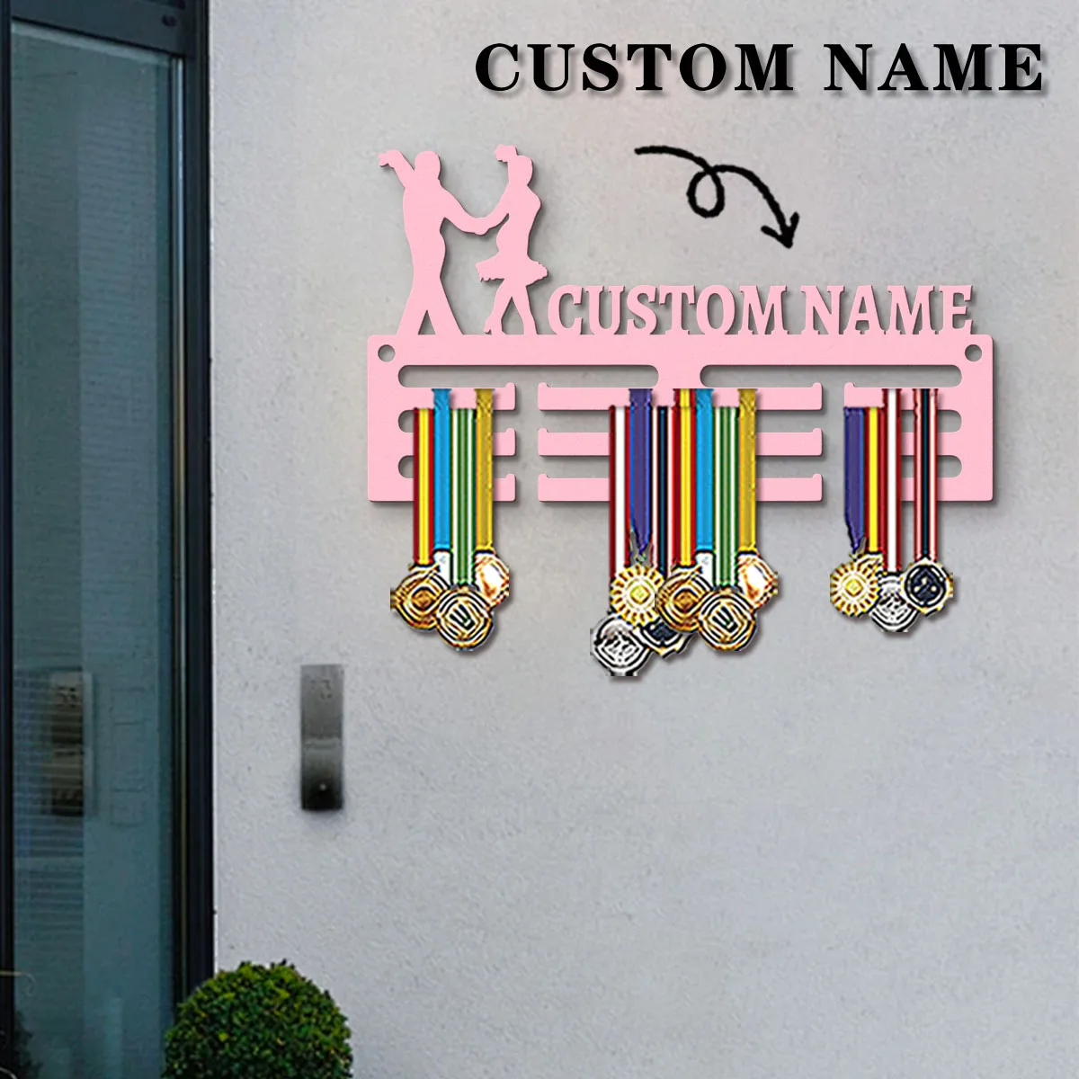 1pc Custom Wooden figure skating Medal Hanger, Personalized Medal Display Rack for Athletes,Ideal Gift for Family Friends view 4