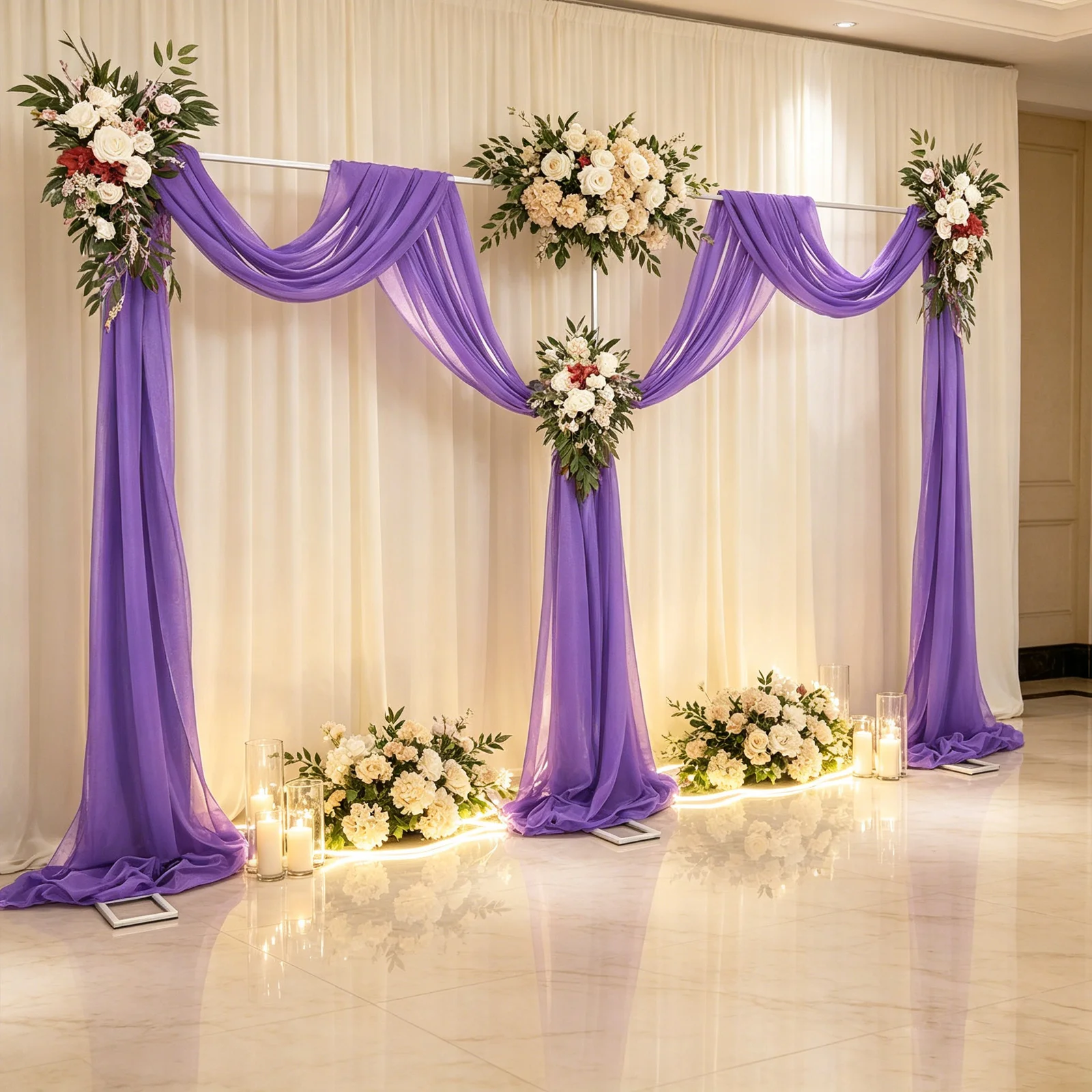 3x6M Wedding Arch Kit Silver 20 Square Tube Wedding Stand, 1M Segments Reducer Connection Parts, 50x23cm Support Feet, Precision Welded, Rust Resistant for Party Wedding Background Decor