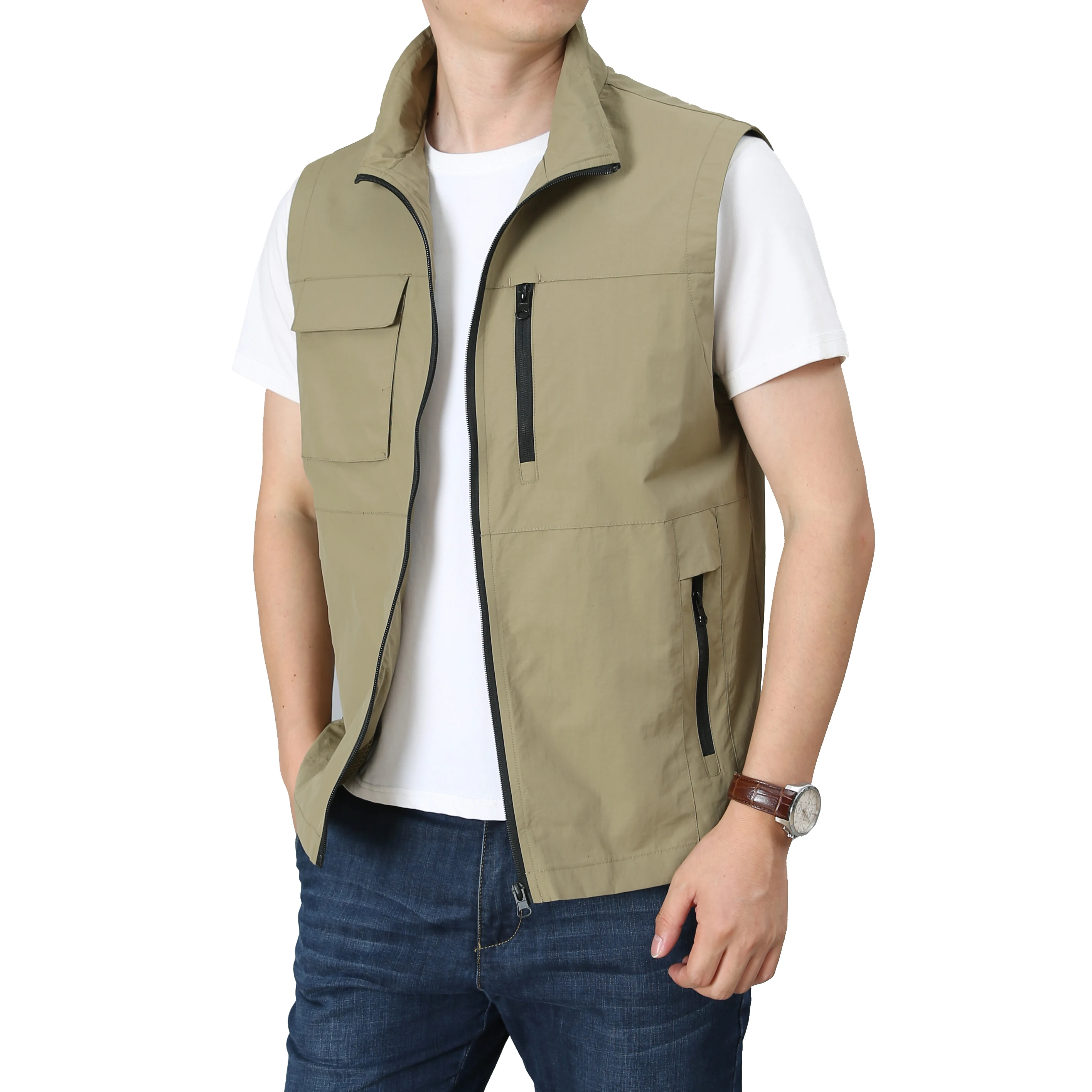 

NASA GISS Summer New Men's 2024 Simple and Versatile Fashion New Plus Workwear Multi Pocket Vest Tank Top for Men's Middle aged