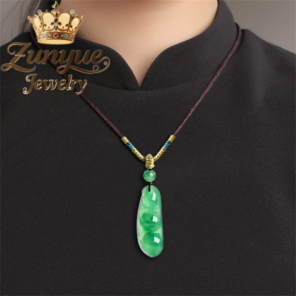 Natürliche afrikanische grüne Jade-Bohnen, Dulong-Jade-Anhänger und Anhänger im chinesischen Stil sind in hoher Nachfrage, exquisiter Modeschmuck