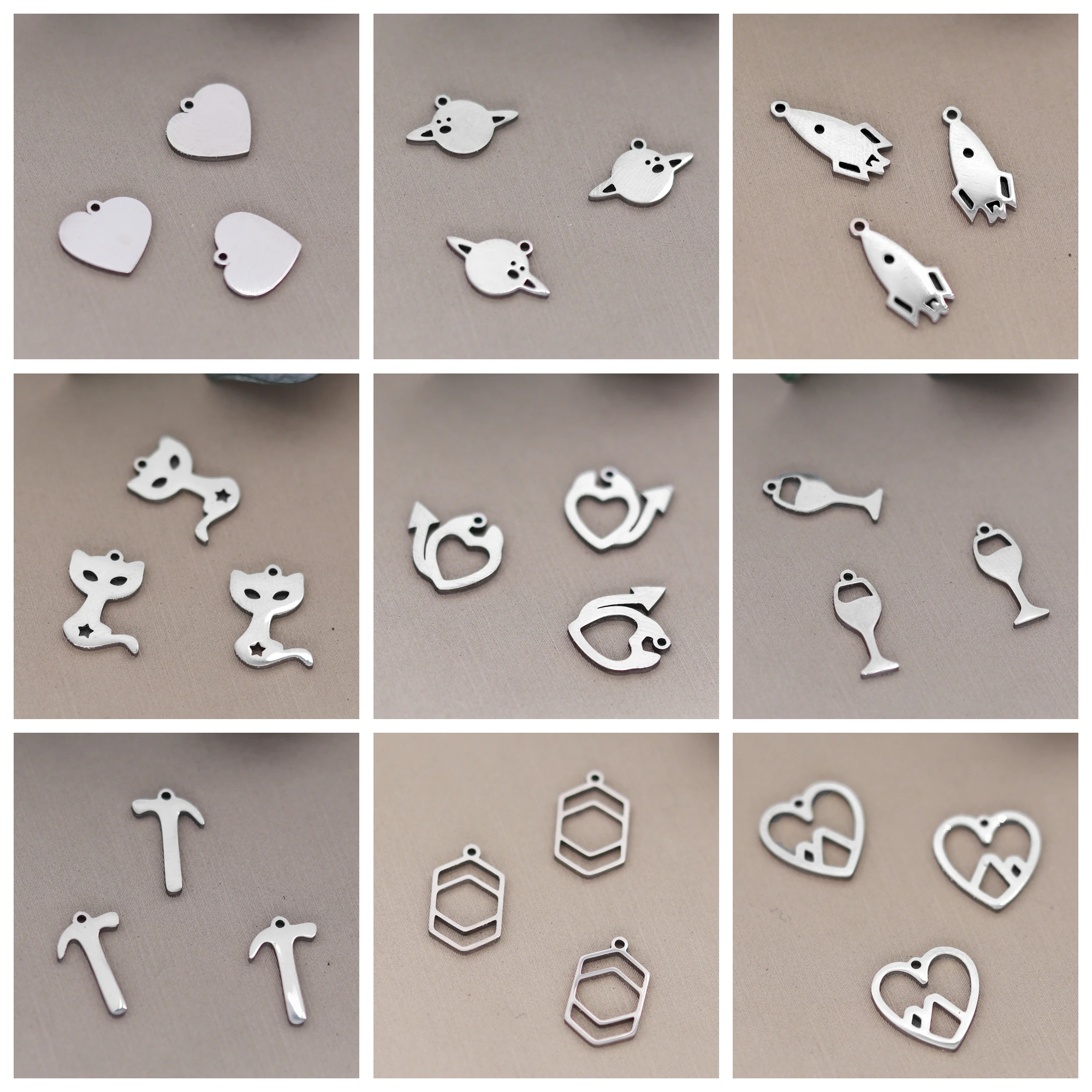 3pcs Heart Arrow Charms Pendant Note Moon Planet Rocket Devil For Making DIY Handmade Findings Accessories Necklace Jewelry