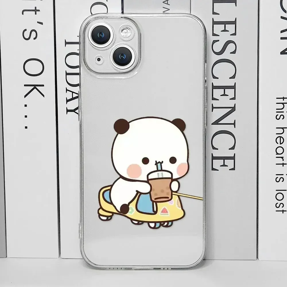 Cute Bubududu Couples Baby Bear Panda Phone Case for IPhone 16 Pro Max 11 12 13 Mini 7 8 14 15 Plus X XS MAX Clear Covers Fundas