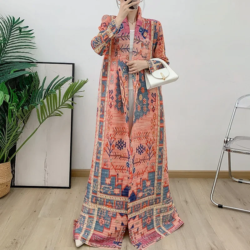 Abaya Pleated Skirt Arab Dubai Dresses Folded Neck Printed Middle East Plus Size Women's Robe