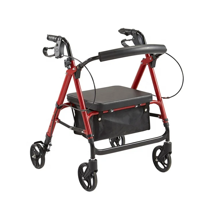 Hot Selling Product Old People Lightweight Aluminum Alloy 4 Wheel Rollator Walker With Seat