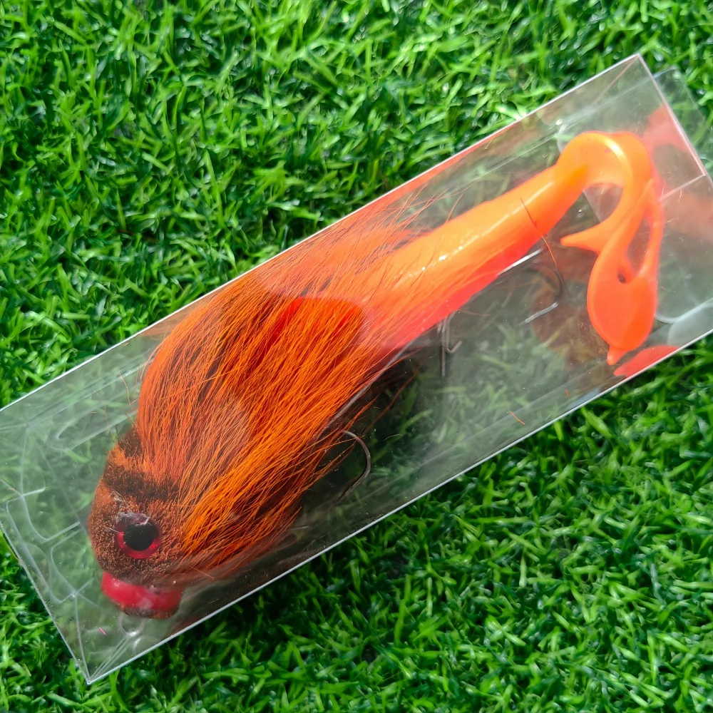 MUKUN Maus Baby Swimbait Bucktail Maus Köder Schnurrbart Rig Muskie Hecht Angeln Spiel Handgebunden Hirsch Haar Körper Solide Rig Tackle – Detail 14