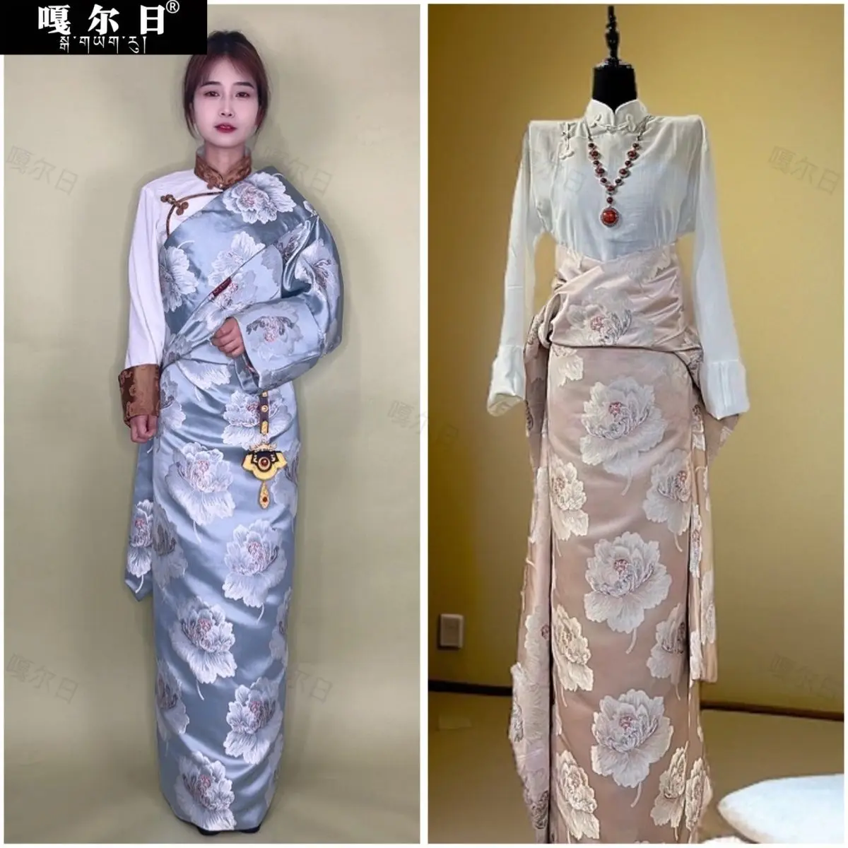 Wiosenne popularne damskie tibetskie szaty, ekskluzywne tradycyjne haftowane ubrania etniczne w stylu pot zhuang.