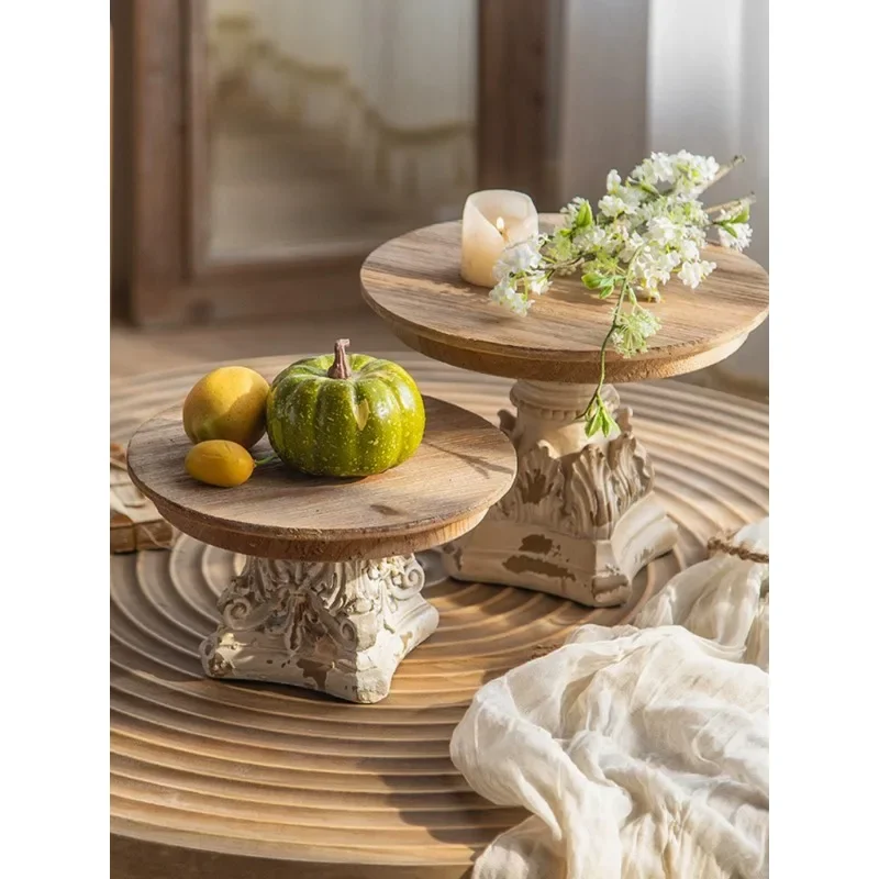 French Vintage Solid Wood Carved Decorative Ornaments Home Living Room Creative Decoration Tray Flower Shop Wedding Photography